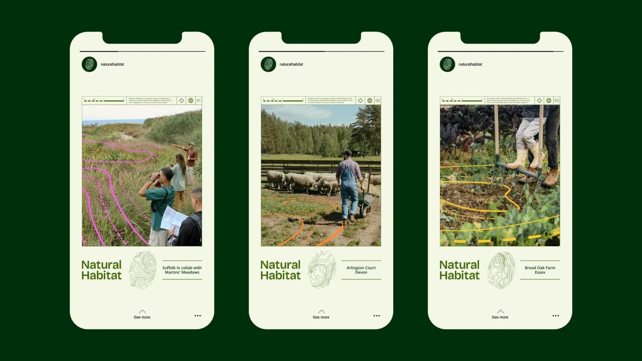 Три мобільні макети Natural Habitat з природними маршрутами та фотографіями