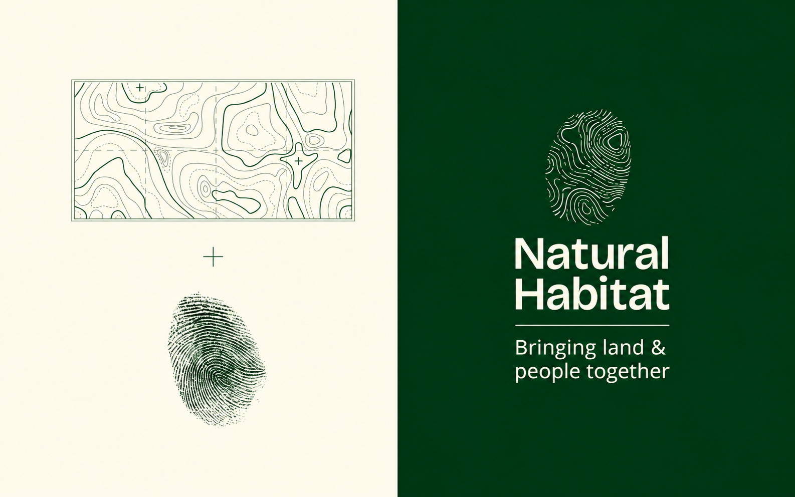 Логотип Natural Habitat з відбитком пальця і топографічною картою