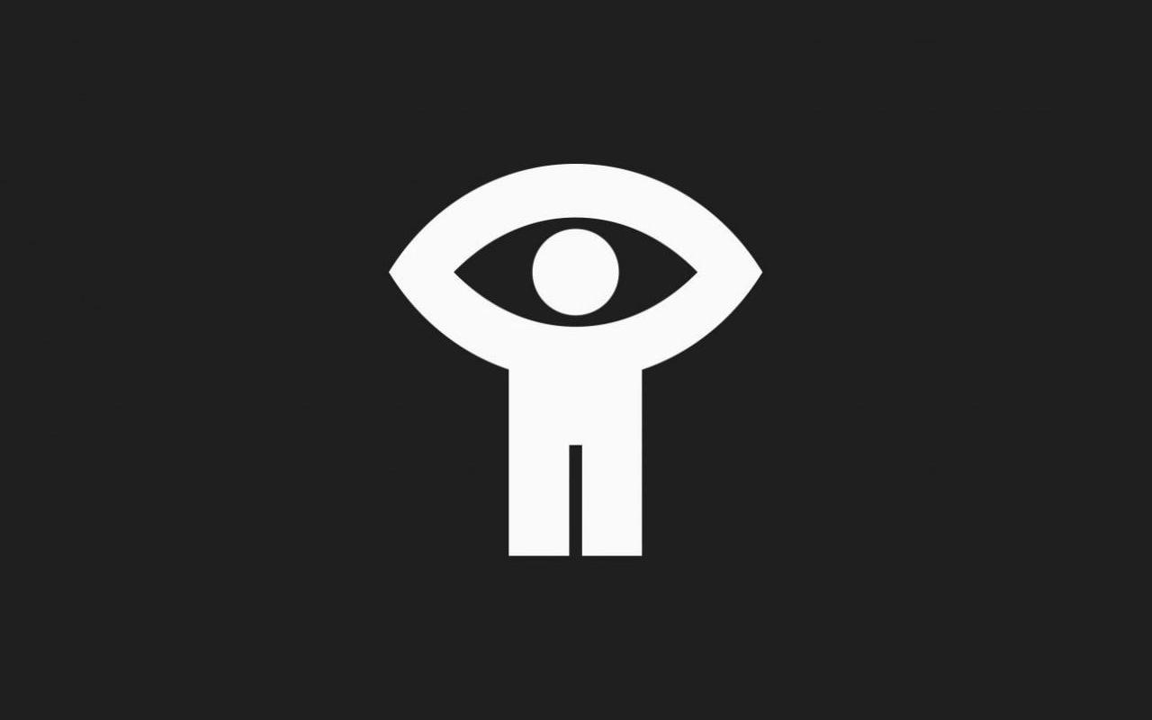 White NFB symbol combining a human figure and an eye on a dark background