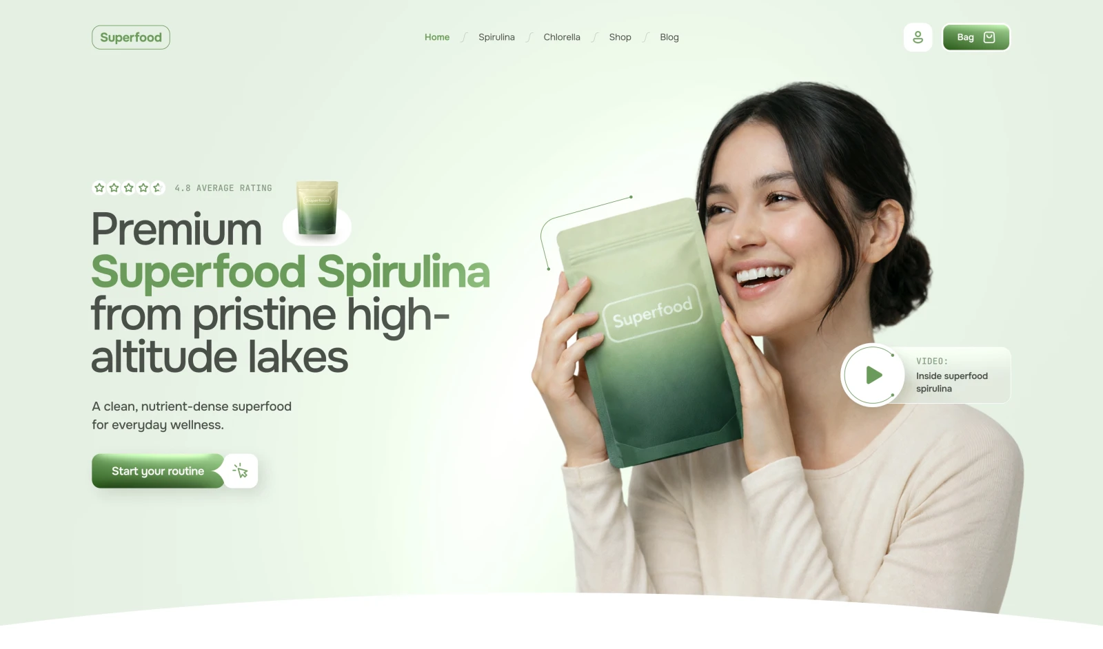 Superfood Spirulina — Wellness Landing Page UI