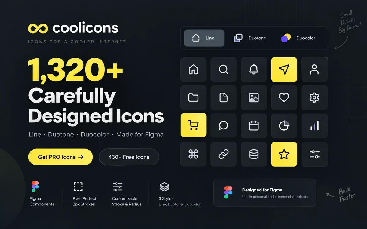 coolicons — 1 320+ іконок для Figma у трьох стилях
